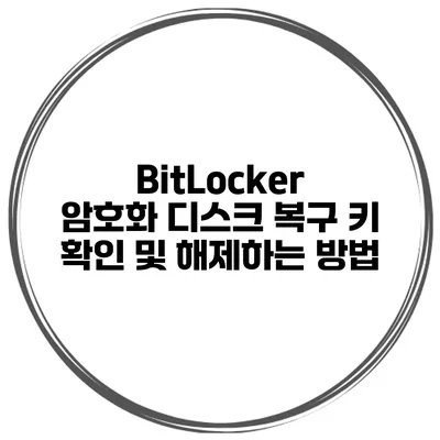 BitLocker 암호화 디스크 복구 키 확인 및 해제하는 방법