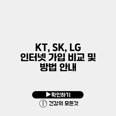 KT, SK, LG 인터넷 가입 비교 및 방법 안내