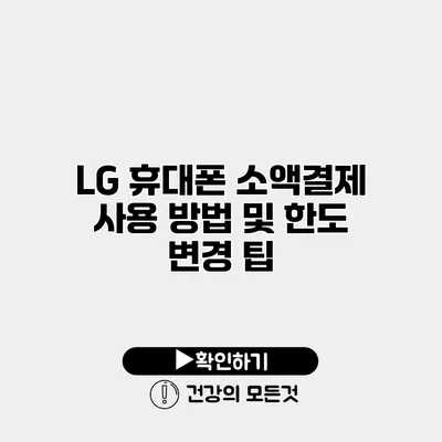 LG 휴대폰 소액결제 사용 방법 및 한도 변경 팁