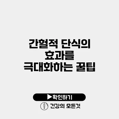 간헐적 단식의 효과를 극대화하는 꿀팁