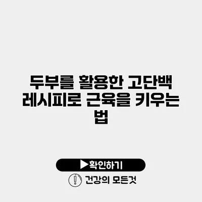 두부를 활용한 고단백 레시피로 근육을 키우는 법