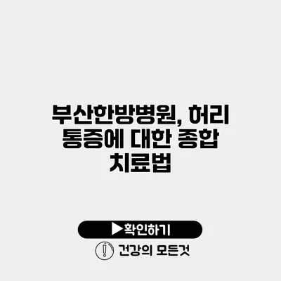 부산한방병원, 허리 통증에 대한 종합 치료법