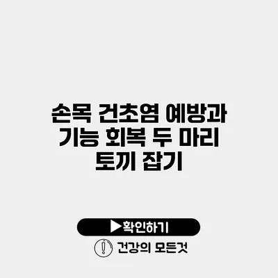 손목 건초염 예방과 기능 회복 두 마리 토끼 잡기