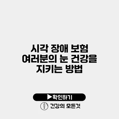 시각 장애 보험 여러분의 눈 건강을 지키는 방법