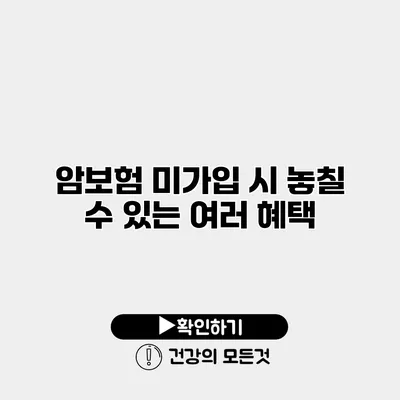 암보험 미가입 시 놓칠 수 있는 여러 혜택