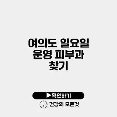 여의도 일요일 운영 피부과 찾기