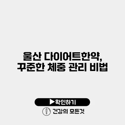울산 다이어트한약, 꾸준한 체중 관리 비법