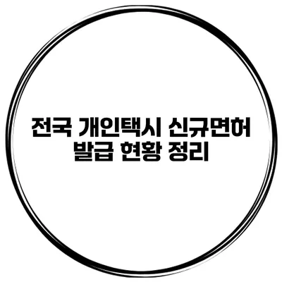 전국 개인택시 신규면허 발급 현황 정리