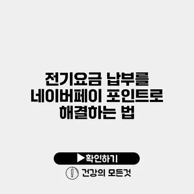 전기요금 납부를 네이버페이 포인트로 해결하는 법
