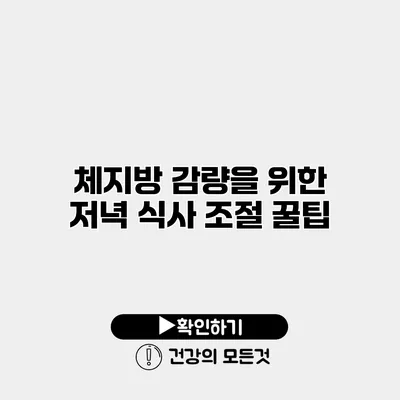 체지방 감량을 위한 저녁 식사 조절 꿀팁