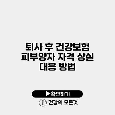 퇴사 후 건강보험 피부양자 자격 상실 대응 방법