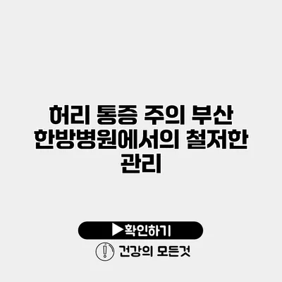 허리 통증 주의 부산 한방병원에서의 철저한 관리