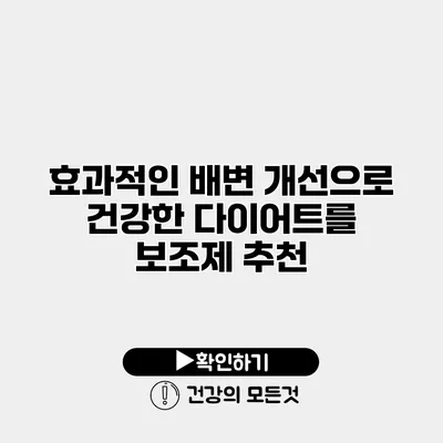 효과적인 배변 개선으로 건강한 다이어트를 보조제 추천
