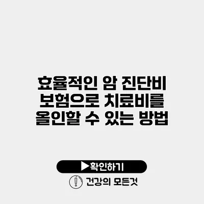 효율적인 암 진단비 보험으로 치료비를 올인할 수 있는 방법