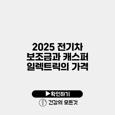 2025 전기차 보조금과 캐스퍼 일렉트릭의 가격