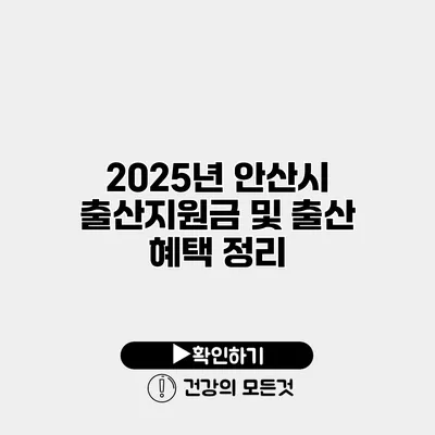 2025년 안산시 출산지원금 및 출산 혜택 정리