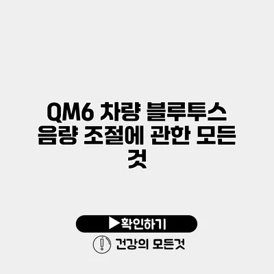 QM6 차량 블루투스 음량 조절에 관한 모든 것