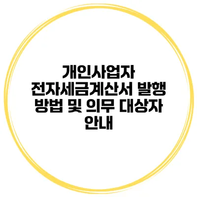 개인사업자 전자세금계산서 발행 방법 및 의무 대상자 안내