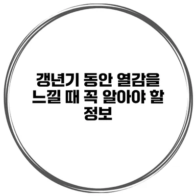 갱년기 동안 열감을 느낄 때 꼭 알아야 할 정보