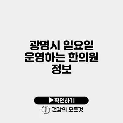 광명시 일요일 운영하는 한의원 정보