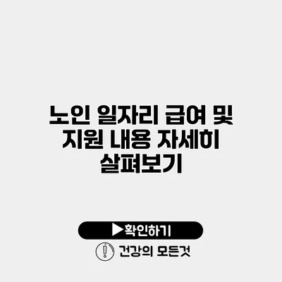 노인 일자리 급여 및 지원 내용 자세히 살펴보기