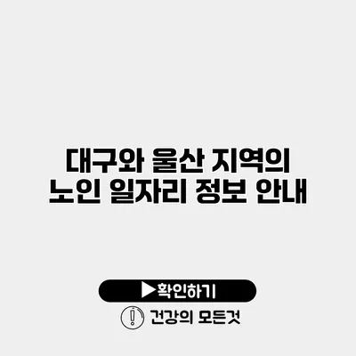 대구와 울산 지역의 노인 일자리 정보 안내