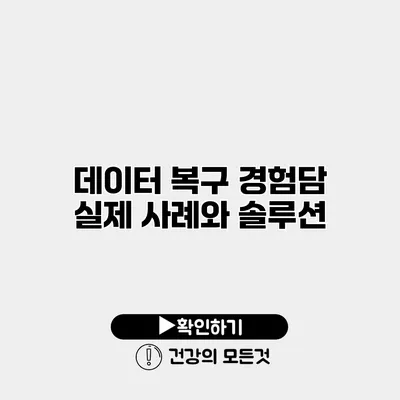 데이터 복구 경험담 실제 사례와 솔루션