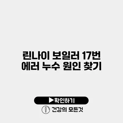 린나이 보일러 17번 에러 누수 원인 찾기