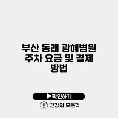 부산 동래 광혜병원 주차 요금 및 결제 방법