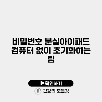 비밀번호 분실아이패드 컴퓨터 없이 초기화하는 팁