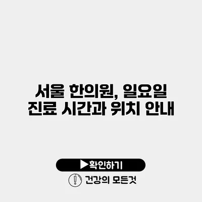 서울 한의원, 일요일 진료 시간과 위치 안내