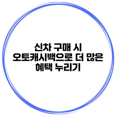 신차 구매 시 오토캐시백으로 더 많은 혜택 누리기