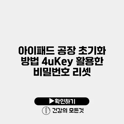 아이패드 공장 초기화 방법 4uKey 활용한 비밀번호 리셋