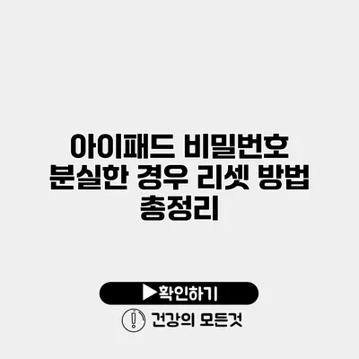 아이패드 비밀번호 분실한 경우 리셋 방법 총정리