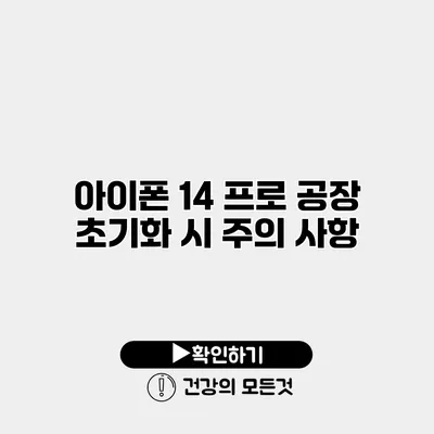 아이폰 14 프로 공장 초기화 시 주의 사항