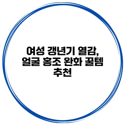 여성 갱년기 열감, 얼굴 홍조 완화 꿀템 추천