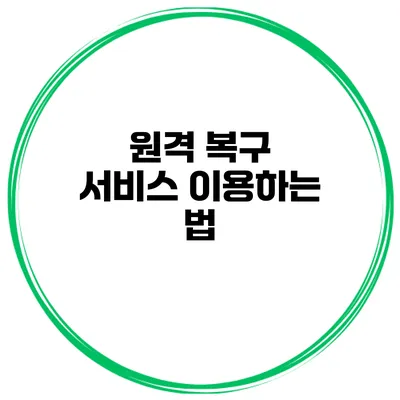 원격 복구 서비스 이용하는 법