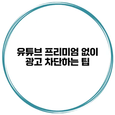 유튜브 프리미엄 없이 광고 차단하는 팁