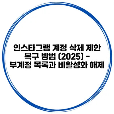 인스타그램 계정 삭제 제한 복구 방법 (2025) - 부계정 목록과 비활성화 해제
