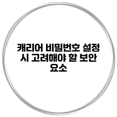 캐리어 비밀번호 설정 시 고려해야 할 보안 요소