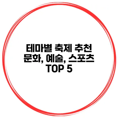 테마별 축제 추천 문화, 예술, 스포츠 TOP 5
