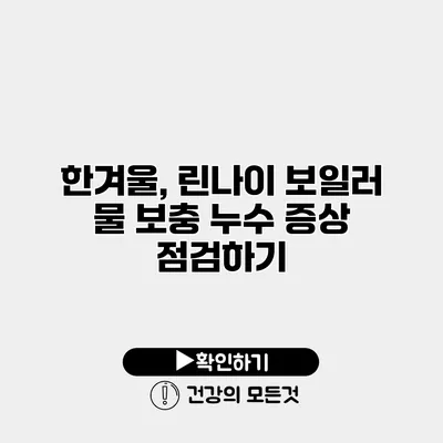 한겨울, 린나이 보일러 물 보충 누수 증상 점검하기